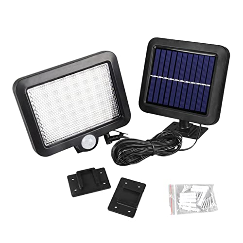 HOMSFOU Solar Sensor Wandlampe Cob Bewegungsmelder für Garten Balkon und Außenbereich mit Verlängerungskabel Schwarz von HOMSFOU