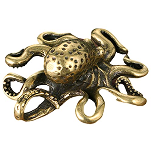 HOMSFOU Spielzeug Kupfer Mini Octopus Statue Feng Shui Messing Tier Figur Miniatur Krake Skulptur Kleine Meer Kreatur Tischdekor Home Ornament Tee Haustiere Miniforce-Spielzeuge von HOMSFOU