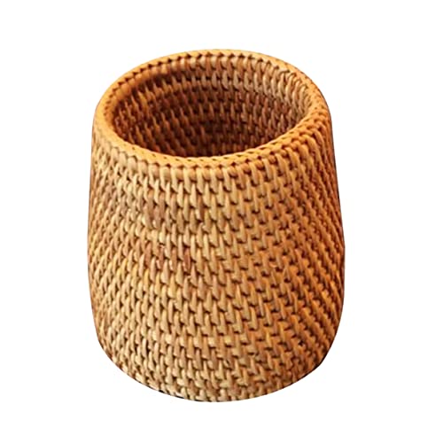 HOMSFOU Stifthalter Rattan Pflanzer 1-Teiliges Set Mini-Körbe Desktop-Seegras Kleinigkeiten Halter Turriformer Ständer Kinderzeremonie Multi-Tee Eimer Rattan Becher Wicker Blumentopf von HOMSFOU