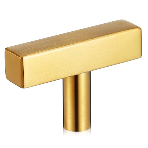 HOMSFOU T-förmige Schubladengriffe aus Edelstahl, elegante goldene Schrankgriffe für Schrank, Kommode und Kleiderschrank, langlebiges Metalldesign, einfache Installation, vielseitig einsetzbar von HOMSFOU