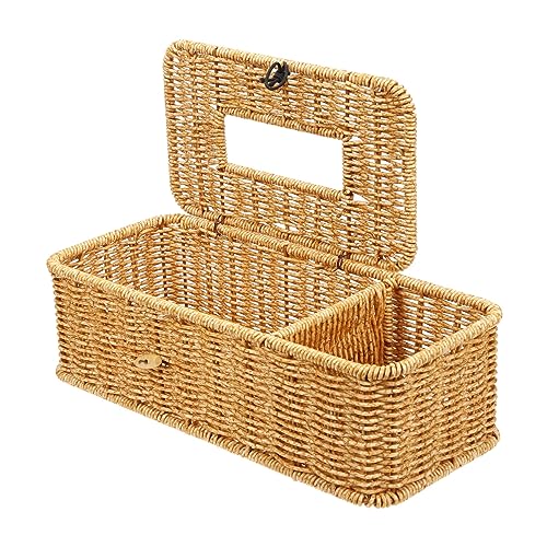 HOMSFOU Taschentuchbox Aufbewahrungsbox Behälter Geflochtenem Korb Rattan-nachttisch Kaffeebehälter Vintage-papierhalter Geflochtene Körbe In Der Kommode Mehrzweck Pp Aufbewahrungskorb von HOMSFOU
