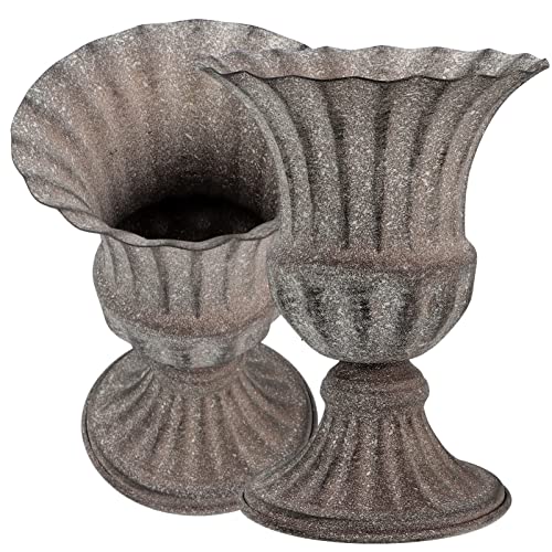 HOMSFOU Tischständer 2 Stück Urnen-Pflanzgefäß Metall-Blumentopf Vintage-Blumenvase Hoher Sockel Pflanzgefäß Gedenkstätte Friedhof Vase Blumenhalter Für Hausgarten Veranda Türdekoration von HOMSFOU