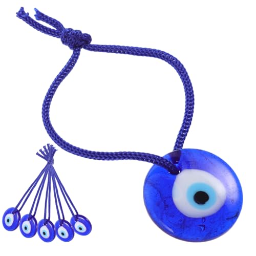 HOMSFOU Türkisches Auge zum Aufhängen 6 Stück Glas böser Blick Glücksbringer mit Seilen Nazar Boncuk Blaue Perlen mit bösem Blick für Zuhause Auto Spiegel Taschen von HOMSFOU