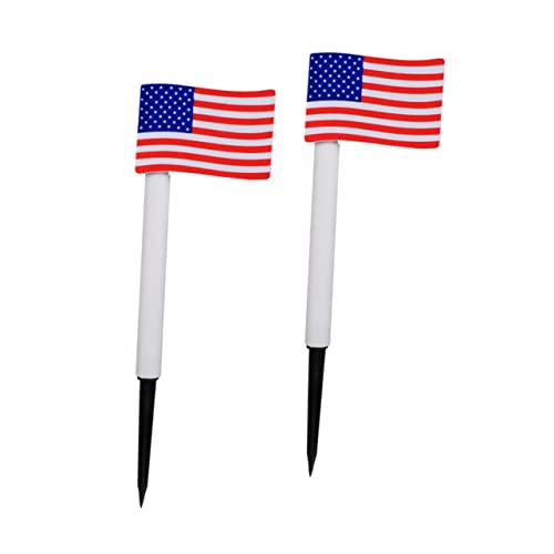 HOMSFOU USA-Flaggen 2st Dekoration Zum Unabhängigkeitstag Solarleuchten Für Außen Garten Licht Pvc Flagge US Flagge von HOMSFOU