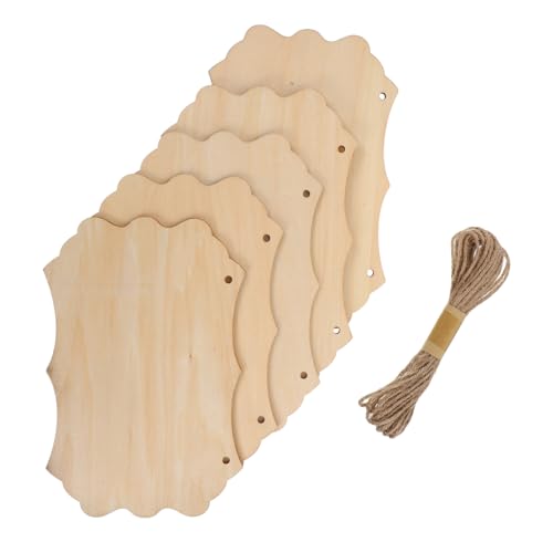 HOMSFOU Unfertiges Holzschild Groß mit Hanfschnur Blanko Holztafel für DIY Bastelprojekte Bemalbar Beschreibbar Rustikaler Landhausstil Wanddeko von HOMSFOU