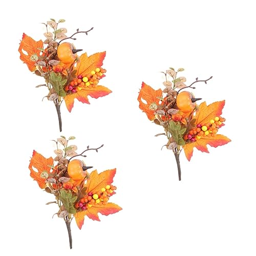 HOMSFOU 3st Ahornkürbis-stecklinge Herbstdeko Ahornblatt-Picks Herbstblattdekor Dekoration Der Mittelstücke Im Herbst Blätter Tischdekoration Herbstblumen-Picks Büro Künstlich Plastik Vase von HOMSFOU