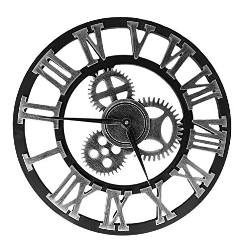 HOMSFOU Vintage Gear Wanduhr 3D Retro Rustikal Landhaus Dekorative Luxus Kunst Big Steampunk Industrie Wanduhr Dekor für Einweihungsgeschenk 50 cm von HOMSFOU