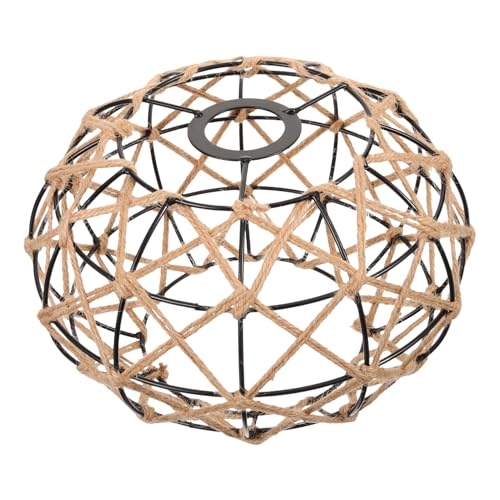HOMSFOU Vintage Woven Lampenschirm Jute Dekorativer Hängeleuchte für Bar und Wohnräume Rustikaler Lichtschutz für Gemütliche für Deckenleuchten und Kronleuchter Industrial Style ohne Kabel von HOMSFOU
