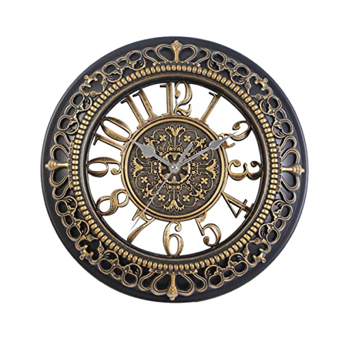 HOMSFOU Leise Wanduhr en Herrenuhren Ausgehöhlte Uhr Stille Vintage Europäische Uhr Dekorative Uhr Europäischer Stil Zifferblattuhr von HOMSFOU