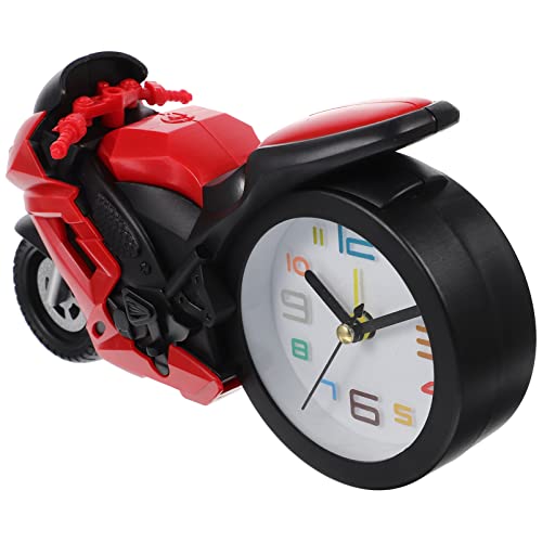 HOMSFOU Spielset Für Kinder Motorrad Dekoration Motorrad-Tischuhr Nicht Tickendes Uhrwerk Batteriebetriebene Uhr Tischwecker Für Schlafzimmer Kinderzimmer Dekor Rot Klein Wohnkultur von HOMSFOU