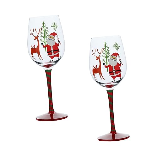 HOMSFOU Glas Weingläser 2 Stück Winterglas Rot Bruchsichere Weihnachtsgläser Kristallgläser Buntglasdekor Kristallgeschenke Weihnachtsbaumgläser Weihnachtskristallgläser Dekorieren von HOMSFOU