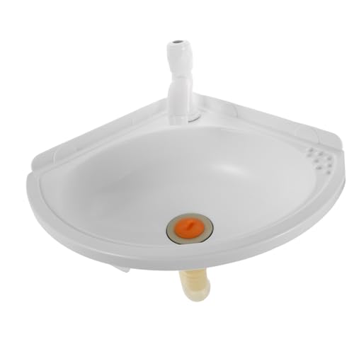 HOMSFOU Weißes Dreieckiges Eck-wandwaschbecken aus Kunststoff Platzsparendes Wandmontiertes Kleines Waschbecken für Badezimmer Stabiles Design für Kleine Räume und Moderne Minimalisten von HOMSFOU