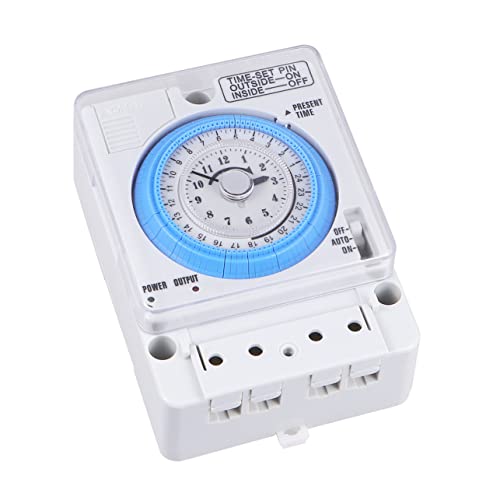 HOMSFOU Zeitmechan Mechanischer Zeitschalter 12 Volt Zeitschaltuhr Mechanischer Küchentimer Industrie-Timer Elektrischer Zeitschalter Intervall-Timer 12-Volt-Timer Timer-licht Groß Weiß von HOMSFOU