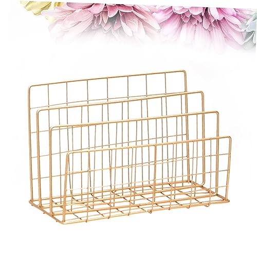 HOMSFOU Nordic Style Bücherregal Goldene Zeitungs Zeitschriftenablage Dreistufiger Organizer Für Schreibtisch Bad Und Büro Stilvolle Aufbewahrungslösung von HOMSFOU
