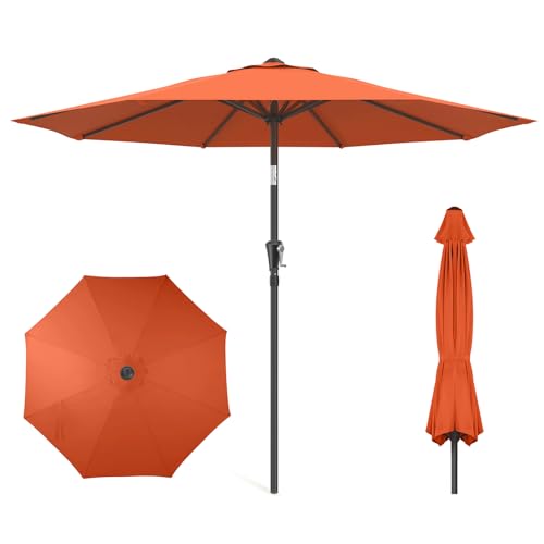 HOMSHADE 274 cm Sonnenschirm UPF50+ mit Einhand-Kipphebel, Kurbel & 8 Stahlrippen für Terrasse/Balkon/Pool Marktschirm (Neon Orange ohne Ständer) von HOMSHADE
