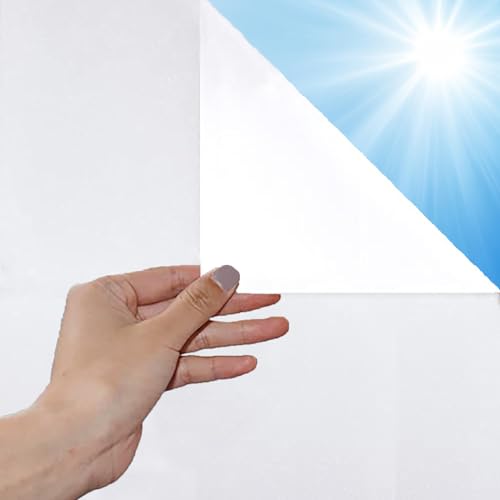 HOMTOL Fensterfolie selbsthaftend Blickdicht 30x200cm Weiß Milchglasfolie Statische Sichtschutzfolie Glasfolie Statische Haftung blickdichte Sonnenschutzfolie mit Anti-UV für Bad Zuhause Büro von HOMTOL