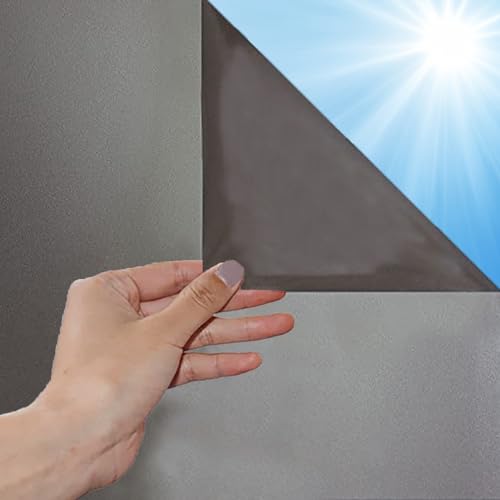 HOMTOL Fensterfolie Blickdicht von aussen Grau 40x200cm Statische Sichtschutzfolie Milchglasfolie selbsthaftend Sonnenschutzfolie Schutz der Privatsphäre für Badezimmer Wohnzimmer Konferenzraum von HOMTOL