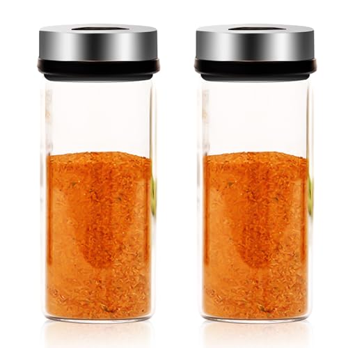 2 Stück Salz- und Pfefferstreuer: HOMURY Gewürzbehälter für Salz und Pfeffer für Küche mit Verstellbaren Gießlöchern für Esstisch, Gästetische im Restaurant, Café oder Bistro (300ml) von HOMURY