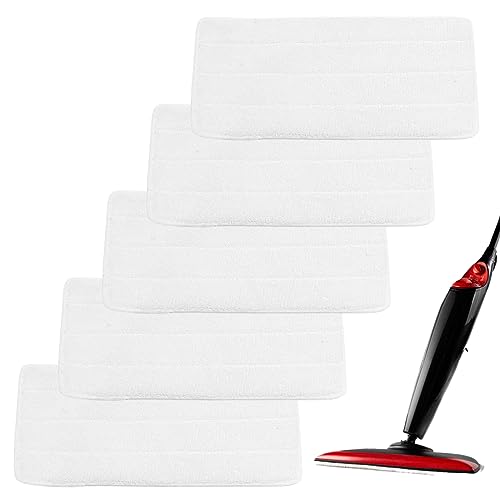 HOMURY 5 Stück Dampfreiniger Ersatzbezüge Pads: Nachfüllpackung für Vileda Steam XXL Dampfmopp, Wiederverwendbar Ersatz Mikrofaser Dampfreiniger Steam Ersatzbezug Set, Waschbare (Weiß) von HOMURY
