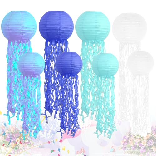 8 Stück Quallenlaterne Papier Laterne: HOMURY Quallen Papierlaternen, Papierlaterne Laterne Deko, für Kinder Thema Party, Ozean Thema Party Lieferungen(9 inch, 10 inch) von HOMURY
