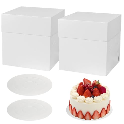 HOMURY 2 Stück Tortenschachtel Kuchenbehälter: Kuchenschachtel Pappe, Tortenkarton, Tortenkarton weiß für Cupcake Transportbox, Gebäck (30.5cm x 30.5cm x 30.5cm) von HOMURY