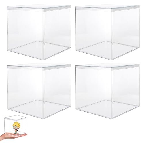 HOMURY 4 Stück Acrylbox mit Deckel: Acryl quadratisch Würfel klein klar Box 10 x 10 x 10 cm, Kleine Transparente Quadratische Acrylbox für Schmuck, Aufbewahrung, Vitrine und Süßigkeiten Verpackung von HOMURY