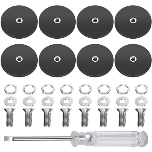 HOMURY 8 Stück Neodym Magnete: Gummiert Extra Stark Groß Magnete Stark Ø 43mm mit M6 Außengewinde und Schraubendreher 10 kg Haftkraft, Gummi Runde Magnete mit Gewinde für Schrauben Öse oder Haken von HOMURY