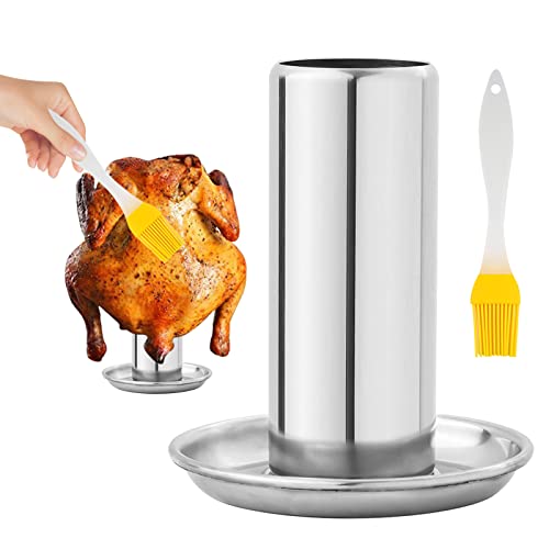 HOMURY Hähnchenbräter Hähnchenhalter aus Edelstahl Hähnchenhalter Hähnchenhalter aus Edelstahl Antihaft Vertikal Huhn Halter Hähnchenbräter mit Abtropfschale Geflügelbräter Grill für Backofen von HOMURY