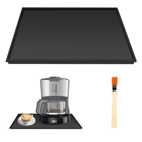 HOMURY Kaffeevollautomat Silikon Unterlage Auslaufsichere Matte 48x30cm Silikon Matte Unter Kaffeemaschine Matte für Kaffeemaschine Anti-rutsch Unterlage Kaffeevollautomat Barista Zubehör von HOMURY