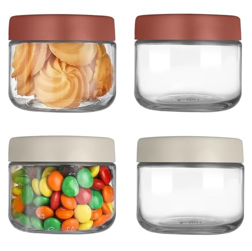HOMURY Overnight Oats Gläser mit Deckel 4 Stück Einmachgläser 280ml Vorratsdosen Luftdicht Wiederverwendbare Glasbehälter Mason Jar für Milch, Jogurt, Früchte, Nut, Haferflocken von HOMURY