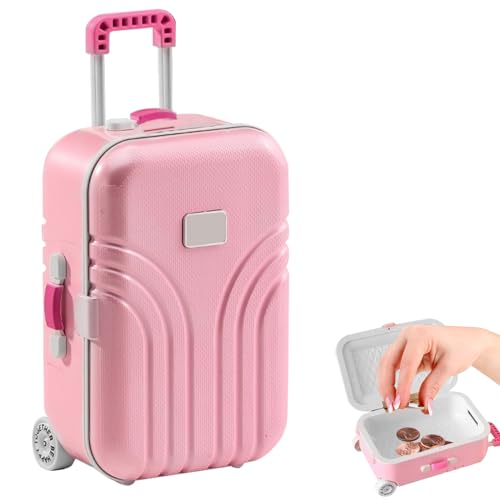 HOMURY Rosa Kreative Koffer Spardose: 1 Stück ABS Reise Koffer, Mini Gepäck Sparschwein, süßes Desktop-Dekor, für Kinder und Erwachsene (16x10.5x7cm) von HOMURY