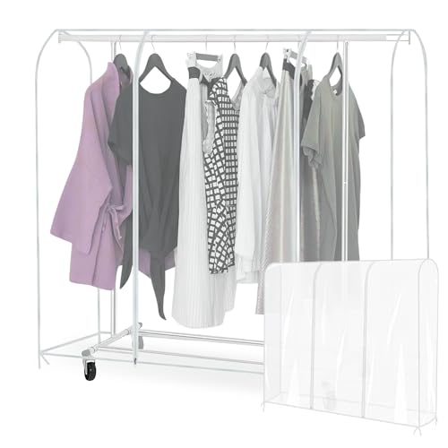 HOMURY Transparente Staubschutz für Kleiderbügel: Wasserdicht Kleiderständer Abdeckung Mit 2 Reißverschluss, Mottenschutz Kleidersäcke, für Kleiderstange, 180 x 50 x 150 cm von HOMURY