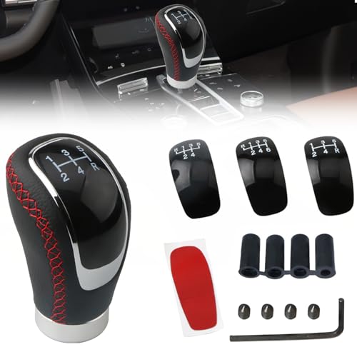 HOMURY Universal Leder Schalthebel Schaltknauf mit 4 Adapters & 3 Kappen Ersatz, Auto Getriebekopf für 8mm, 10mm, 12mm, 14mm Manuelles Auto mit Schaltgetriebe von HOMURY