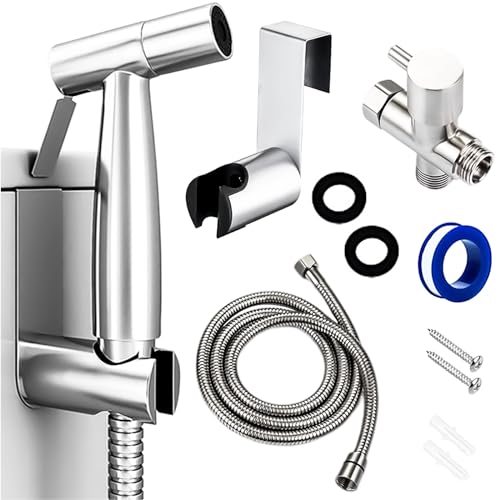 Premium Edelstahl Bidet Handbrause Set: HOMURY Bidet Sprayer mit G1/2" Ventil, Bidet Sprühgerät für Dusche, Badezimmer, Hygiene Toilettenpapier, Windelreinigung von HOMURY