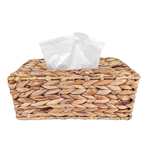 Taschentuchbox aus Rattan Kosmetiktücher Box: HOMURY Groß Handgewebt Kosmetiktücherboxen Taschentuchhalter, Rechteck Wohnzimmer Tissue Box für Badezimmer Wohnzimmer Büro Restaurant von HOMURY