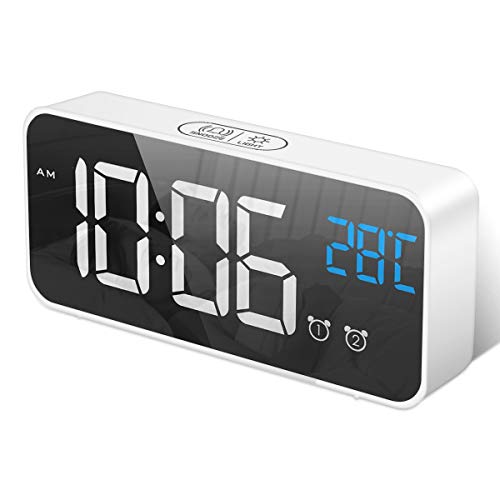 HOMVILLA Wecker, Wecker Digital mit Große LED Temperaturanzeige, Digitaler Wecker mit Dual Alarm, Snooze, 4 Stufen Einstellbarer Helligkeitsdimmer und 10 Musik für Nachttisch Schlafzimmer von HOMVILLA