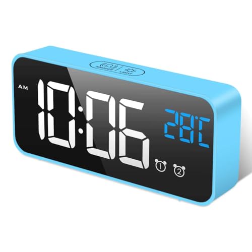 HOMVILLA Wecker Digital mit Große LED Temperaturanzeige, Digitaler Wecker mit Dual Alarm, Snooze, 4 Stufen Einstellbarer Helligkeitsdimmer und 10 Musik für Nachttisch Schlafzimmer von HOMVILLA