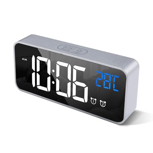HOMVILLA Wecker Digital mit Große LED Temperaturanzeige, Digitaler Wecker mit Dual Alarm, Snooze, 4 Stufen Einstellbarer Helligkeitsdimmer und 10 Musik für Nachttisch Schlafzimmer von HOMVILLA