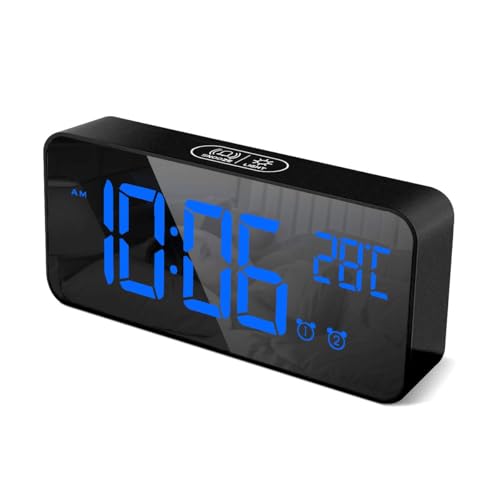 HOMVILLA Wecker Digital mit Große LED Temperaturanzeige, Digitaler Wecker mit Dual Alarm, Snooze, 4 Stufen Einstellbarer Helligkeitsdimmer und 10 Musik für Nachttisch Schlafzimmer von HOMVILLA