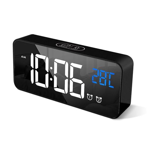 HOMVILLA Wecker Digital mit Große LED Temperaturanzeige, Digitaler Wecker mit Dual Alarm, Snooze, 4 Stufen Einstellbarer Helligkeitsdimmer und 10 Musik für Nachttisch Schlafzimmer von HOMVILLA