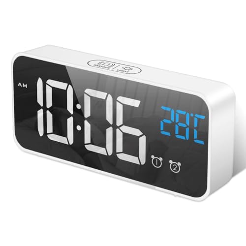 HOMVILLA Wecker Digital mit Große LED Temperaturanzeige, Digitaler Wecker mit Dual Alarm, Snooze, 4 Stufen Einstellbarer Helligkeitsdimmer und 10 Musik für Nachttisch Schlafzimmer von HOMVILLA