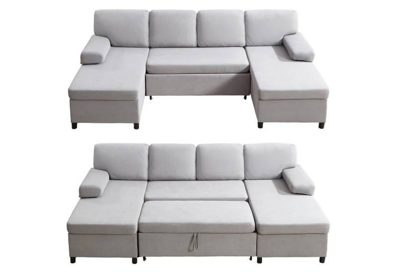 HOMYEDAMIC Ecksofa U-Form Schlafsofa 285x135 cm mit Matratze und Schlaffunktion, Variante Doppelsofa Ecksofa mit Stauraumbettkasten HOMYEDAMIC Ecksofa U-Form Schlafsofa 285x135 cm mit Matratze und Schlaffunktion, Variante Doppelsofa Ecksofa mit Stauraumbettkasten von HOMYEDAMIC