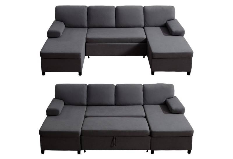 HOMYEDAMIC Ecksofa U-Form Schlafsofa 285x135 cm mit Matratze und Schlaffunktion, Variante Doppelsofa Ecksofa mit Stauraumbettkasten HOMYEDAMIC Ecksofa U-Form Schlafsofa 285x135 cm mit Matratze und Schlaffunktion, Variante Doppelsofa Ecksofa mit Stauraumbettkasten von HOMYEDAMIC