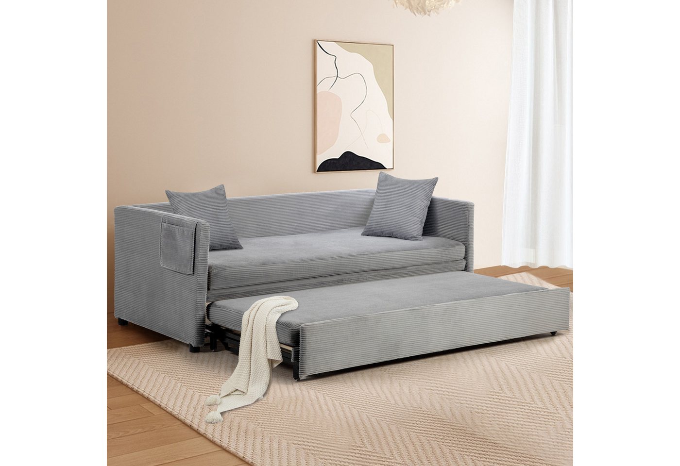 HOMYEDAMIC Schlafsofa Schlafsofa Doppelbett Schlafsofa 2-Sitzer Sofa Couch, 10 cm Schaumstoffmatratze 172 x 187 cm von HOMYEDAMIC