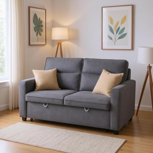 HOMYLIN 2-Sitzer Schlafsofa mit Bettfunktion, Klappbares Sofa, Ideal für Wohnzimmer oder Gästezimmerm, Grau von HOMYLIN