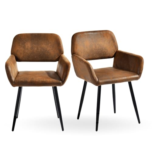 HOMYLIN 2er-Pack braune Gaming-Stühle, ergonomischer Komfort-Wildleder-Stühle, robuste Metallstütze, stilvolle Heimeinrichtung von HOMYLIN