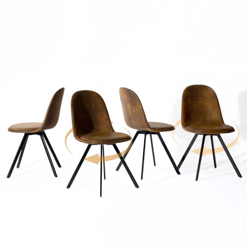 HOMYLIN 4er Pack Wohnzimmerstühle, Drehstühle, schlanke und bequeme Sitzgelegenheit, ideal für Wohnzimmer, Gästezimmer, Braun von HOMYLIN