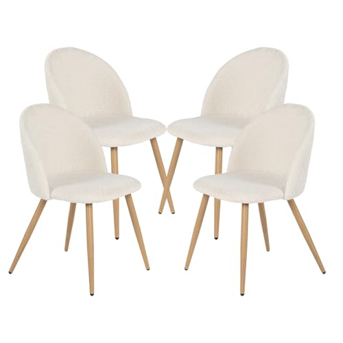 HOMYLIN 4er Set Esszimmerstühle Stilvoller und bequemer Armlehnensitz Ergonomische Chenille Küchenstühle Perfekt für Esszimmer, Küche oder Frühstücksecke, Beige von HOMYLIN