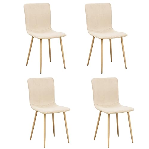 HOMYLIN 4er-Set Gepolsterter Esszimmerstuhl aus Leinen, Kleiner Seitenstuhl ohne Armlehnen für die Küche, Esszimmerstühle, quadratischer Metallfuß Nussbaum, Beige HOMYLIN 4er-Set Gepolsterter Esszimmerstuhl aus Leinen, Kleiner Seitenstuhl ohne Armlehnen für die Küche, Esszimmerstühle, quadratischer Metallfuß Nussbaum, Beige von HOMYLIN