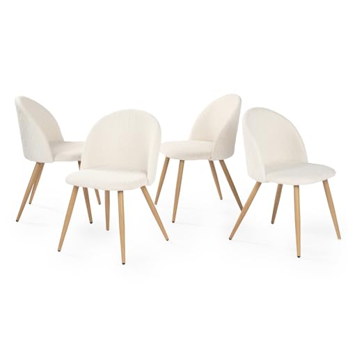 HOMYLIN 4er Set Restaurantstühle Chenille Armlehne Küchenstühle Moderne Polsterstühle für Esszimmer, Cafés und Bistros, Beige von HOMYLIN